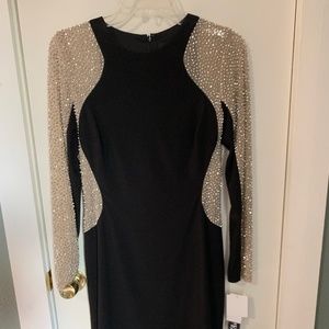 Xscape Bodycon Beaded Black Dress